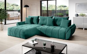 FURNIX Ecksofa CALVANI Schlaffunktion Bettkasten Kissen Couch Sofa L-Form MH 37