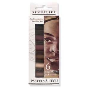 SENNELIER N132288.08 Extra-Soft Halb Pastell 6 Sticks Set, Pigment, Dunkle Töne im Hochformat, Set of 6