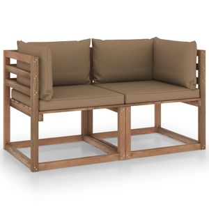 Wetterfest Gartensofa/Wetterfest Gartensofa/Garten-Palettensofa 2-Sitzer mit Kissen Taupe Kiefernholz