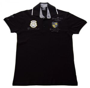 Herren Poloshirt Baumwolle T-Shirt Schwarz Flieder 3 Knöpfe mit Aufdruck Kurzarm, Farbe Hemd:Schwarz, Größe One Size:S