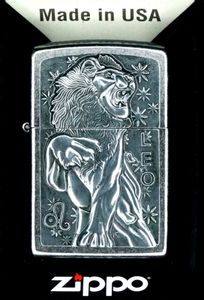 ZIPPO Feuerzeuge Feuerzeug Leo Emblem Brushed Crome Größe