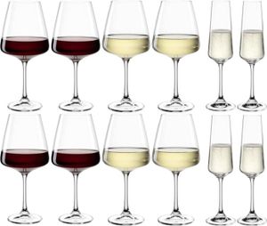 Leonardo Leonardo - Glasset Paladino - 12-teilig - 4 Weißweingläser - 4 Rotweingläser - 4 Sektgläser