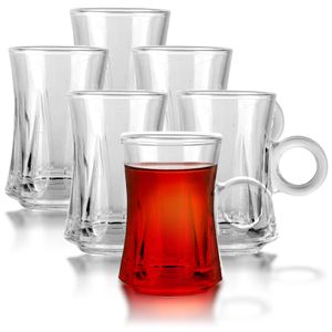Teetassen Glastassen 6er Set mit Griff für 6 Personen spülmaschinenfest Trinkgläser für Tee Schwarztee Cay Isabelle