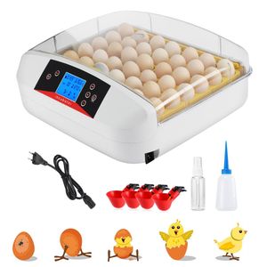 42 Eier Inkubator Vollautomatisch, Intelligentes digitales Brutmaschine Brutkasten mit Anzeige für Temperatur, Feuchtigkeit und Inkubationstage, geeignet für kleine Geflügeleier, weiß