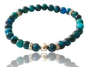Steinfixx® - Blaues Tigerauge Perlenarmband handgemacht mit 925 Perle und versilberten Zirkoniatrennern - STARKER SCHUTZSTEIN - Hochwertiges Edelsteinarmband Handmade – 4 mm