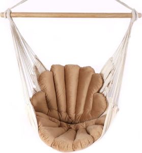 Love Gifts® Fotel wiszący z 2 poduszkami w kształcie muszli i zestawem haków sufitowych 130/100 cm - nośność 150 kg, fotel wiszący dla dorosłych i dzieci, siedzisko wiszące