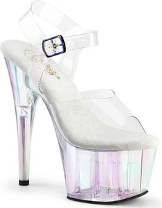 ADORE-708HT Pleaser vegane Damen High Heels Plateausandaletten klar Holo getönt