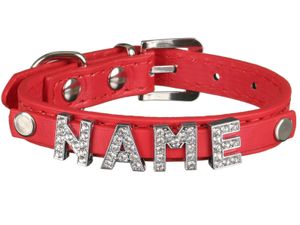 scarlet pet | Hundehalsband »My-Name« inkl. 5 Strass-Buchstaben; mit Namen ihres Hundes personalisierbar; zusätzliche Buchstaben bestellbar, Größe:(M) 38 cm, Farbe:Rot