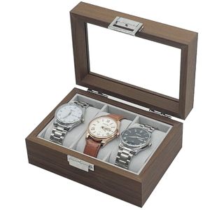 Holz Uhrenkoffer für 3 Uhren Uhrenpräsentation Uhrenaufbewahrung Uhrenbox Armbanduhren Präsentation