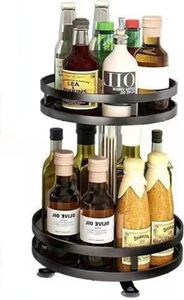 Gewürzregale, Gewürzhalter, Küchenregal aus Edelstahl, 2 Etagen, Drehteller, Gewürzregal, Lagerregal, 360° Drehbar, Organizer, Getränkeregal