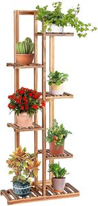 COSTWAY Stojan na rastliny voľne stojaci stojan na kvety, drevené kvetinové schody na rastliny, viacúrovňové, drevené policové schody na rastliny pre vnútorné vonkajšie použitie (6 úrovní/hnedá)