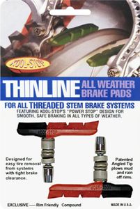 KOOL STOP Bremsschuh "Thinline" Für V-Brake, Allwetter , Schraubbefestigung, Karte à 2 Stück 2 Komponenten, die lachsrot