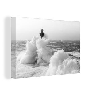 OneMillionCanvasses® - Leinwandbilder - 120x80 cm, Leuchtturm - Wasser - Weiß, Wandbilder Kunstdruck Wanddekoration - Wanddekorationen - Wohnzimmer