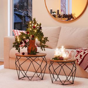 VASAGLE Beistelltisch Couchtisch 2er Set robust Stahlrahmen für Wohnzimmer Schlafzimmer vintagebraun-schwarz LET040B01 VASAGLE Beistelltisch Couchtisch 2er Set robust Stahlrahmen für Wohnzimmer Schlafzimmer vintagebraun-schwarz LET040B01