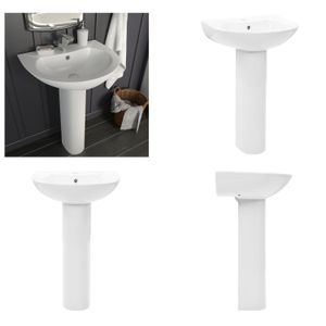 vidaXL Freistehendes Waschbecken mit Säule Keramik Weiß 520x440x190 mm - Becken - Waschbecken - Waschplatz - Waschplätze