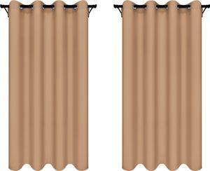 Závesy s očkami 140x240 cm 2 kusy béžové karamelové záclony Závesy s očkami 140x240 cm 2 kusy béžové karamelové záclony
