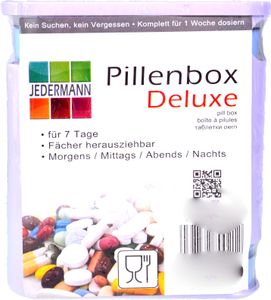 Tablettenbox Pillenturm für 7 Tage und 4 Einnahmezeiten, seitliches netnehmen