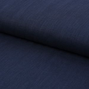 Leinenstoff mit Baumwolle vorgewaschen einfarbig dunkelblau 1,40m Breite
