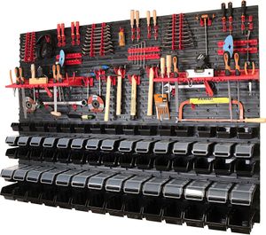 144-tlg. Werkzeugwand Set 1728 x 1170 mm Werkstattwand mit 73 Stapelboxen Werkzeughalterungen Werkstattregal Wandregal für Werkstatt Garage Lagersystem Werkstatteinrichtung Kunststoff…
