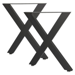 2 x Tischbeine Metall Stahl Tischgestell Tisch Beine Tischkufen Kufen Design X Form Für Möbel Möbelfüße Esstisch Schreibtisch Gartentisch Schwarz V2Aox