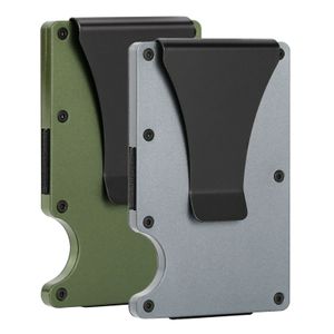 ATOMSTACK Sada 2 kusů hliníkových pouzder na karty s klipem na peníze, pouzdro na kreditní karty, blokování RFID a NFC, vhodné pro gravírovací stroje pro personalizaci - šedá a armádní zelená barva