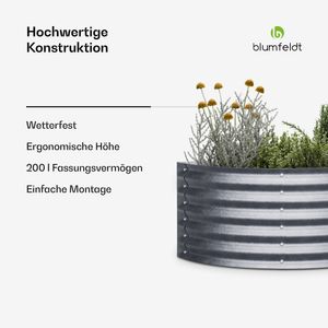 Blumfeldt hohes halbrundes Gartenhochbeet, verzinktes Stahl-Material - Rost- & Frostschutz, 105x60x43 (BxHxL) - einfach zu montieren, ideal für kreative Gartengestaltung & effizienter Anbau
