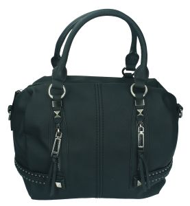 Damen Handtasche MILANO 2 Henkeltasche Umhängetasche mit Reißverschluss  Farbe: schwarz