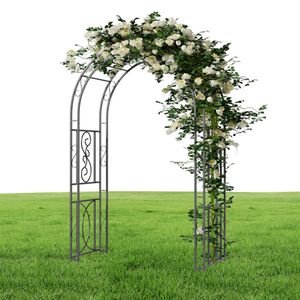 WISFOR Gartenpergola Torbogen Rosenbogen Gartenbogen Metall, Extra Stabil Hochzeitsbogen, 134 x 59 x 215 cm