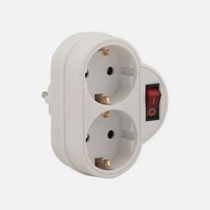 Steckdosen-Adapter mit Schalter und 2 Schuko Stecker Mehrfachstecker Mehrfachsteckdose Zwischenstecker