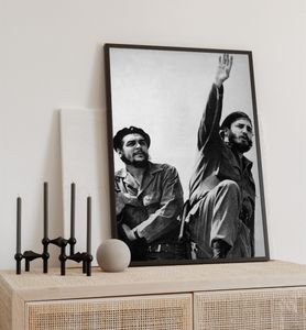 Poster Che Guevara und Fidel Castro, groesse_poster:30x40 cm, groesse_rahmen:schwarz 30x40 cm