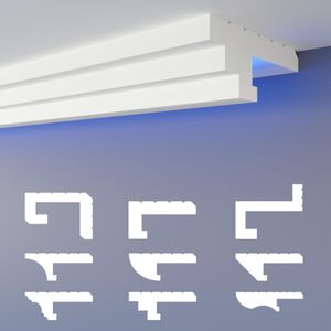 HEXIMO LED-Schattenfugenprofil Stuckleisten, indirekte Beleuchtung XPS Styropor-Trockenbau-Deckenschattenfugenprofil Trockenbau-Schattenfuge (20,4 Meter HLED 13)