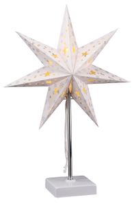 LED Sternenlampe mit Metallfuß - 47 x 35 cm - Weihnachtsstern Tischlampe Batterie betrieben