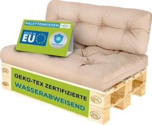 Pillows24 - Polštáře na palety odolné proti vodě a UV záření - SADA 2 | Polštáře na europalety 120x80 - Nábytek z palet - Venkovní/venkovní, Cappuccino