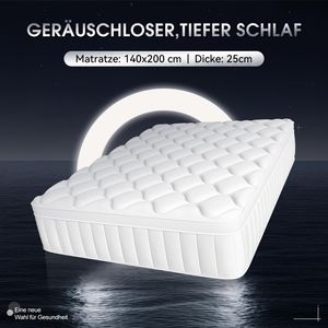 Aiibot Matratze 140x200 7-Zonen Matratze Höhe 25cm Matratzen Federkernmatratze 140x200 mit Komfortschaum Taschenfederkernmatratze,Härtegrad3