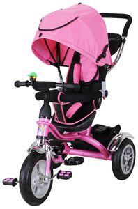 Kinderdreirad Kinderwagen Schieber Trike 7 in 1 Kinderbuggy Kinder Dreirad (Pink)