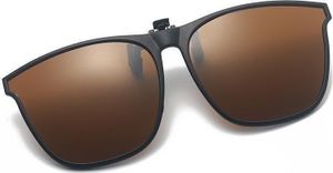 GKA polarisierte Überbrille Brillen Aufsatz Clip on Gestell schwarz / Glas braun klappbar Sonnenbrillen Aufsatz für Brillenträger Sonnenbrillenaufsatz