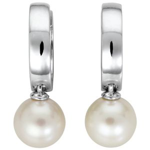 Basic Silber Damen SCR18 Creolen Silber Perle Weiß
