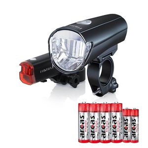 Luxtra Fahrradlampen-Set mit hellem Front,- & Rücklicht l batteriebetrieben l wasserresistent l StVZO kompatibel 30 LUX