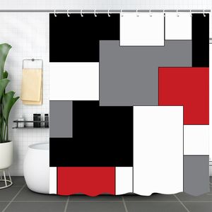 YULUOSHA Duschvorhang Schwarze Weiße Quadrate wasserdicht Duschvorhang Shower Curtain 200 x 200 cm MIT 12 HAKEN