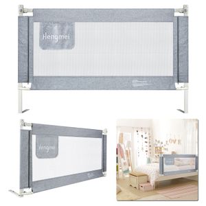 LZQ Dětská zábrana na postel 150 cm - výškově nastavitelná dětská zábrana na rodinnou postel a dětskou postýlku, ochrana proti vypadnutí z postele, šedá barva
