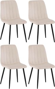 CLP 4er Set Stühle Dijon mit Lehne, Farbe:creme, Material:Samt