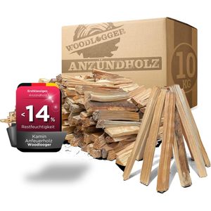 Woodlogger 10 KG Anzündholz I trockenes Anfeuerholz I Premium Anmachholz I ofenfertiges Brennholz I Holz für Kaminofen, Lagerfeuer, Feuerschalen, Ofen