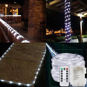 5M LED Lichterschlauch Lichtschlauch Wasserdicht PVC Lichterkette Batteriebetrieben Batterie Mit Fernbedienung, Innen Außen Garten Streifen Licht Beleuchtung Deko, Weiß