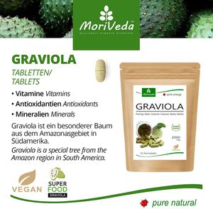 MoriVeda® Graviola Presslinge I Vegan I Frucht Extrakt I 3x120 Tabletten