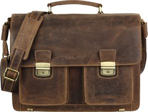 Greenburry Aktentasche Vintage Fettleder Antikleder braun mit 2 Hauptfächern