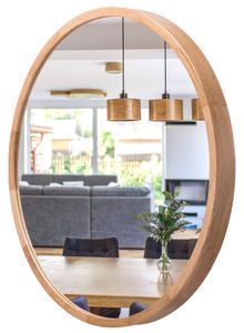 Badspiegel Wandspiegel  Runden LEJA Ø57,5 cm mit Holzrahmen EICHE – höchste Qualität und Design für stilvolle Innenräume