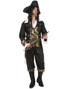 Edler Piraten-Kapitän Kostüm Freibeuter Plus Size schwarz-gold