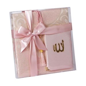 Geschenkset 3-tlg, Gebetsteppich 150x68cm, Gebetskette 99 Perlen, Koran 1 Juzu - Rosa