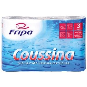 Fripa Küchenrolle Coussina 3-lagig weiß Tissue 4 Rollen à 51 Blatt