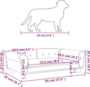 vidaXL Hundebett Grau 95x55x30 cm Kunstleder